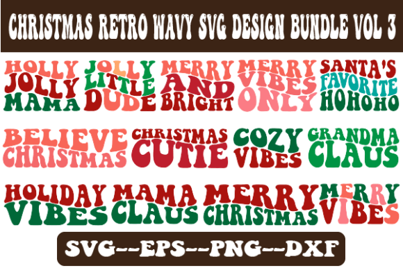Christmas Wavy SVG Design Bundle Vol 3 for Crafts and Graphics