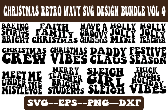 Christmas Wavy Svg Design Bundle Vol 4 for Crafts and Graphics
