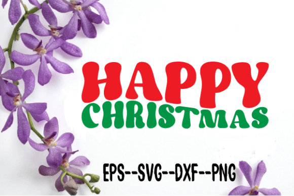 HAPPY CHRISTMAS Retro Wavy Svg for Crafts and Graphics