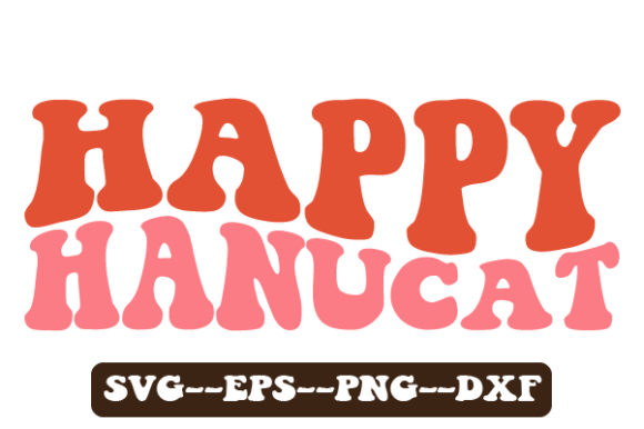 Happy Hanucat Hanukkah Retro Wavy Svg for Crafts and Graphics