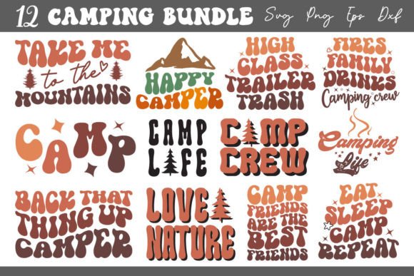 Retro Camping Sublimation Svg Bundle for Crafts and Graphics