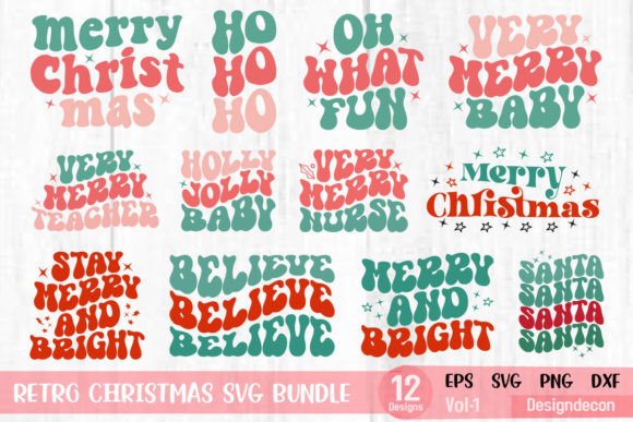Retro Christmas Sublimation Svg Bundle for Crafts and Graphics