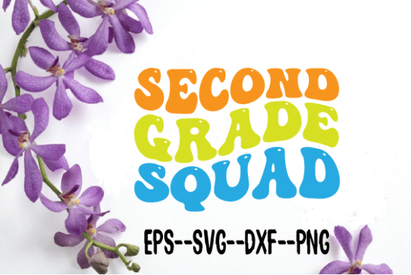 Second Grade Squad Wavy Retro Graphics for Crafts